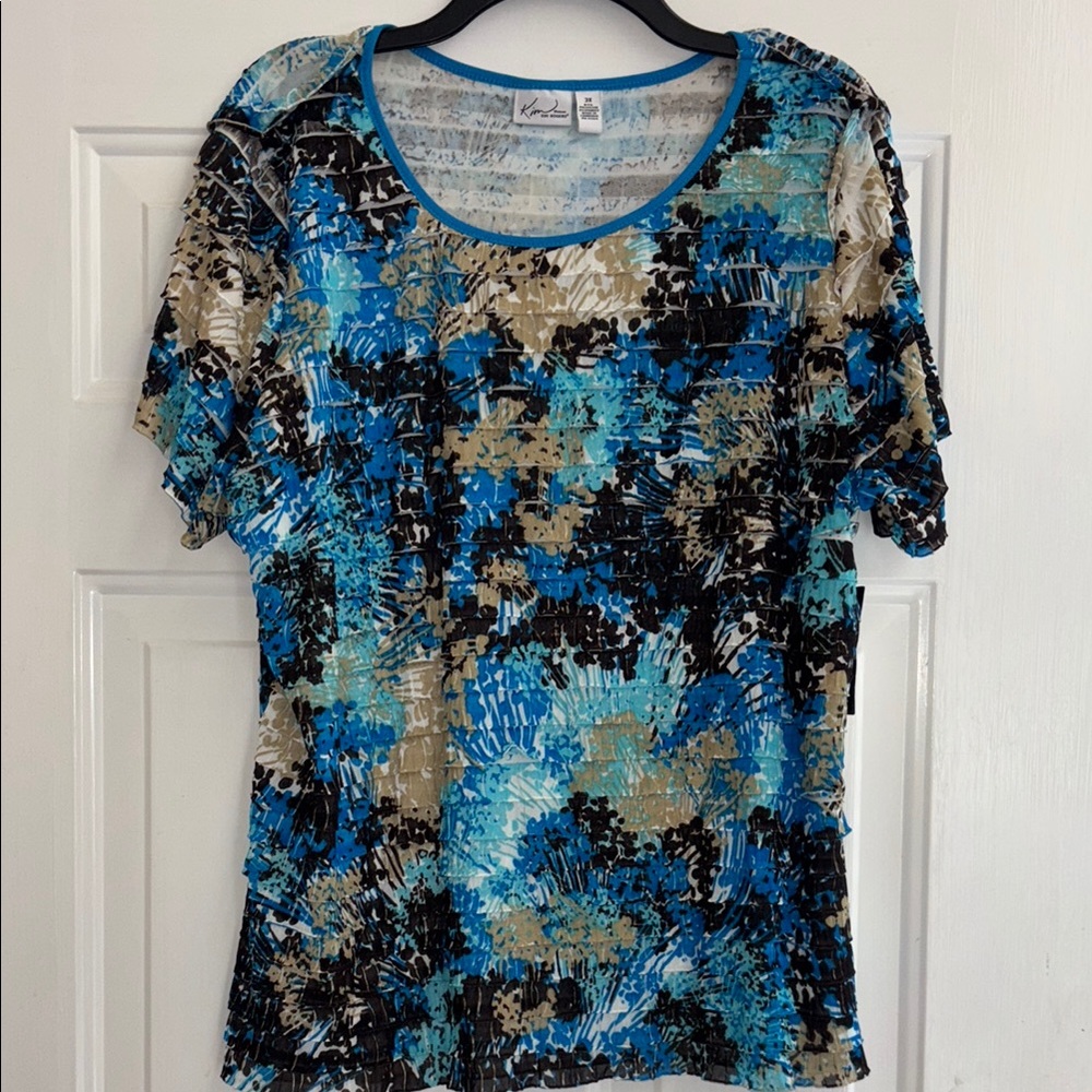 Koret Women's Blue and Black Patterned Top